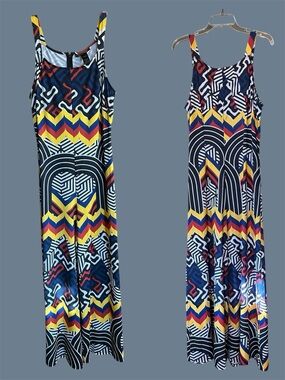 Ashley Stewart Geometric Jumpsuit in Blue, Red & Black size 12